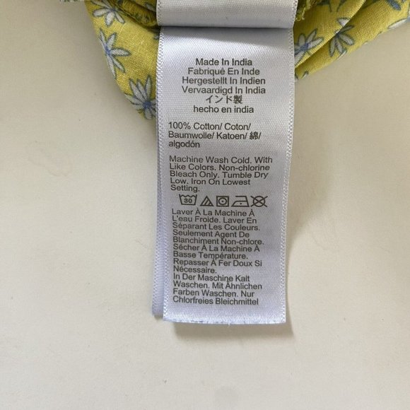 J Crew Top Size S Yellow Floral Shirred Peasant Blouse  Flutter Sleeve AV617 - Picture 7 of 7